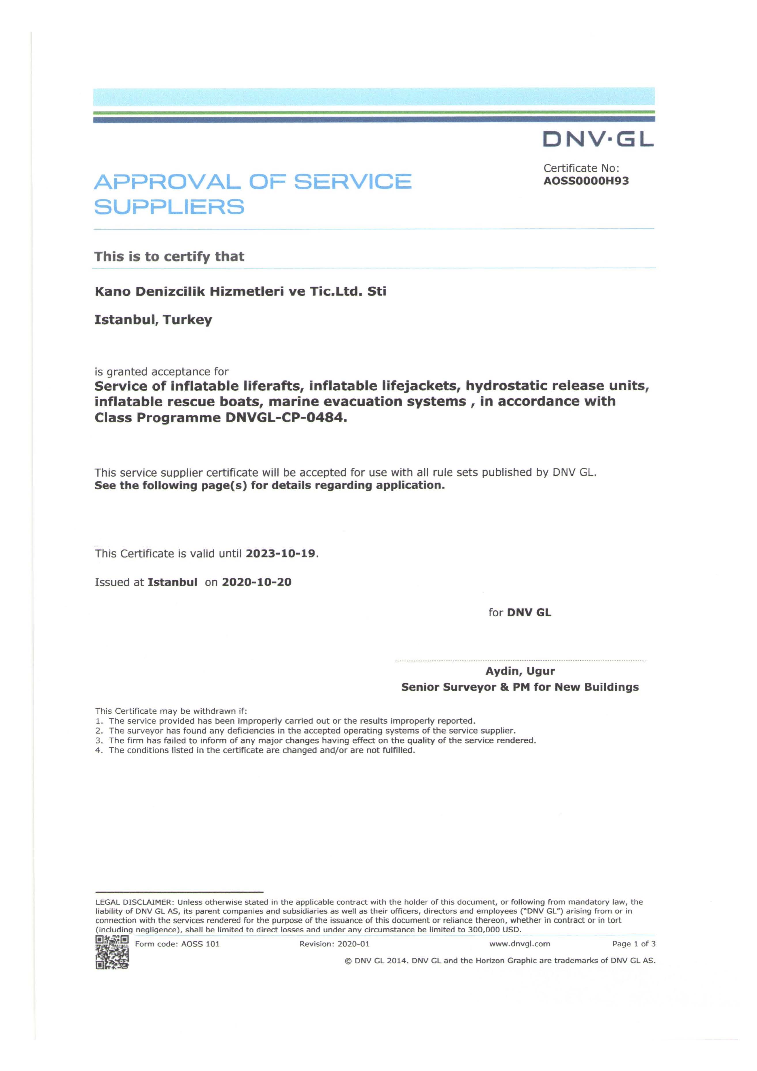 Manufacturer approval programmes service provided by DNV GL.
